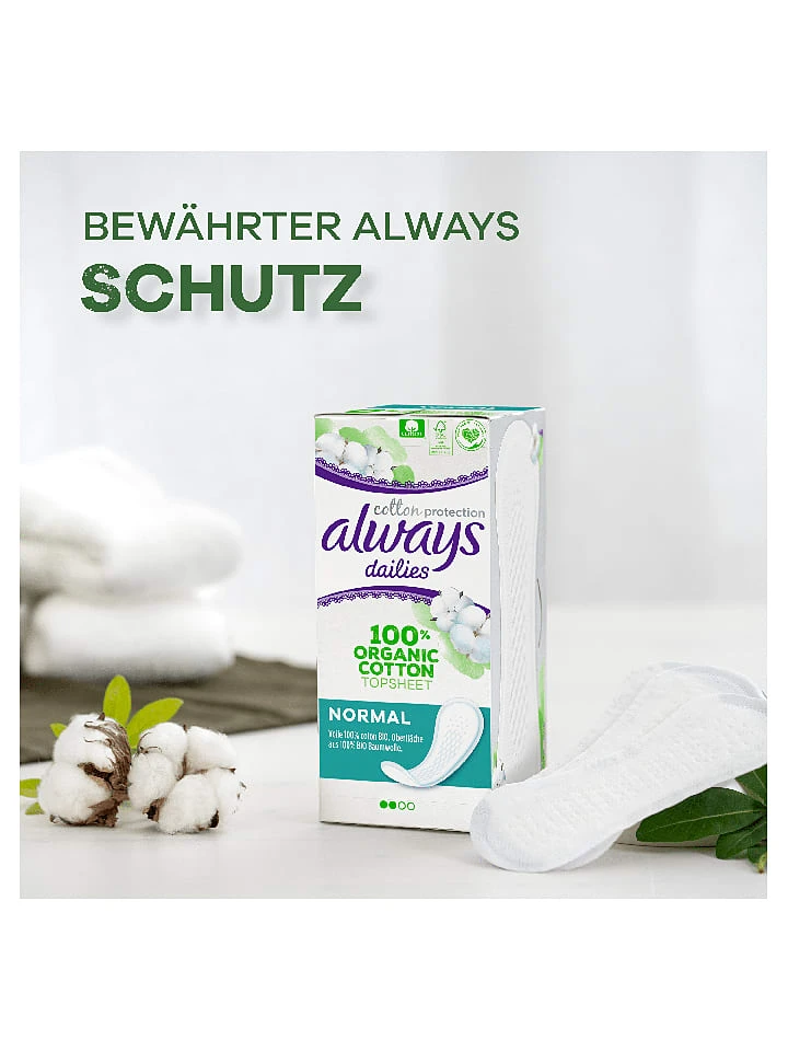 Always® 2er-Set: Slipeinlagen "Cotton Protection - Large", Je 32 Stück 3 Always® 2er-Set: Slipeinlagen "Cotton Protection - Large", Je 32 Stück – Bild 3