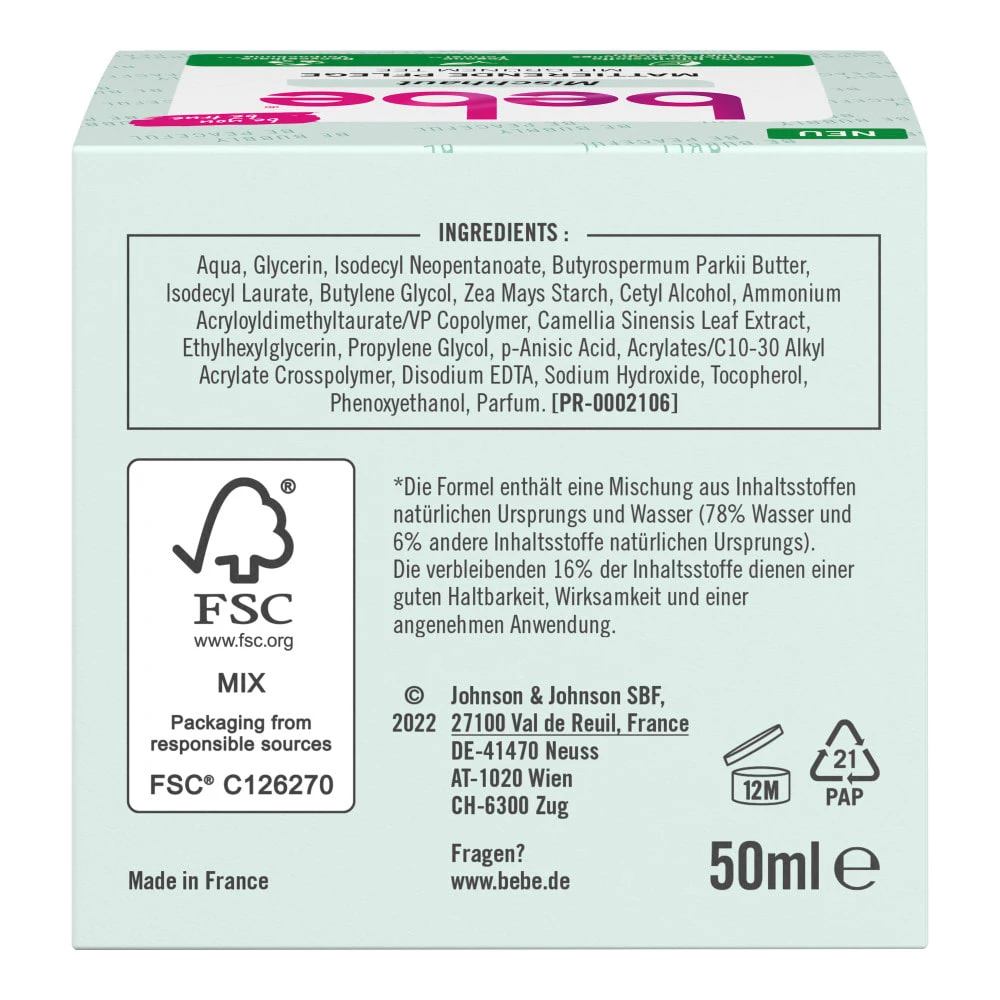 Bebe Hautpflege "Mattierende Pflege" 6er-Pack (6x 50ml) 7 Bebe Hautpflege "Mattierende Pflege" 6er-Pack (6x 50ml) – Bild 7