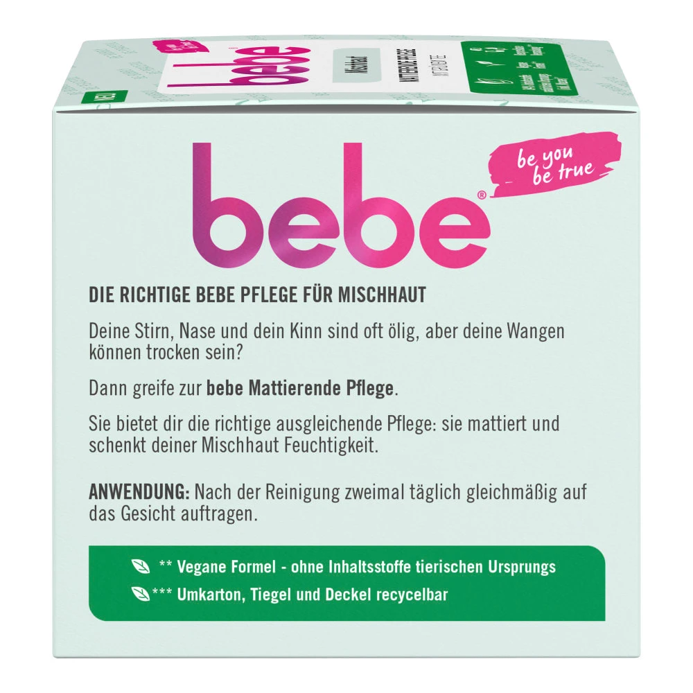 Bebe Hautpflege "Mattierende Pflege" 6er-Pack (6x 50ml) 9 Bebe Hautpflege "Mattierende Pflege" 6er-Pack (6x 50ml) – Bild 9