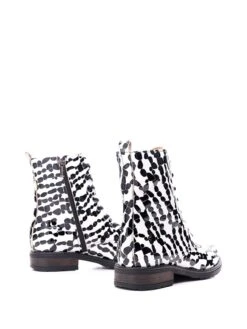 Leder-Boots In Weiß/ Schwarz -Modebe Kleidungs Geschäft bosccolo leder boots in weiss schwarz 2