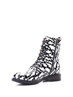 Leder-Boots In Weiß/ Schwarz