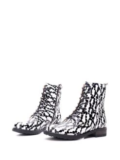 Leder-Boots In Weiß/ Schwarz -Modebe Kleidungs Geschäft bosccolo leder boots in weiss schwarz 3