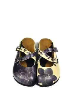 Clogs In Beige/ Dunkelblau -Modebe Kleidungs Geschäft calceo clogs in beige dunkelblau 3