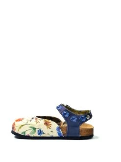 Halbsandalen In Blau/ Beige/ Bunt -Modebe Kleidungs Geschäft calceo halbsandalen in blau beige bunt 2