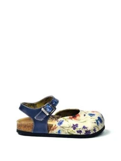 Halbsandalen In Blau/ Beige/ Bunt -Modebe Kleidungs Geschäft calceo halbsandalen in blau beige bunt 3