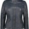 Lederjacke "Mican" In Dunkelblau