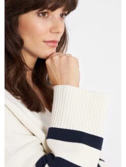 Derbe Pullover In Weiß/ Dunkelblau -Modebe Kleidungs Geschäft derbe pullover in weiss dunkelblau 5