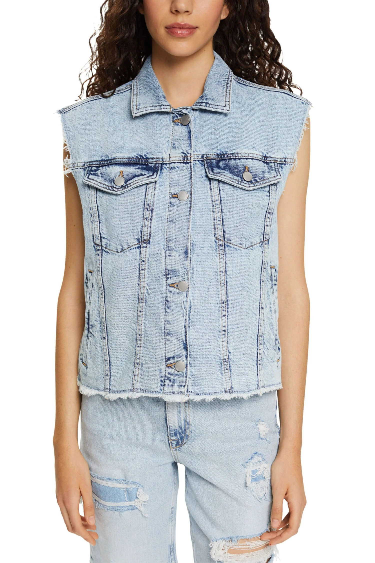 Edc By Esprit Vests Indoor Denim Long Blue Medium Washed 2 Edc By Esprit Vests Indoor Denim Long Blue Medium Washed – Bild 2