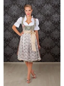 Dirndl In Beige/ Hellbraun/ Weiß -Modebe Kleidungs Geschäft edelnice dirndl in beige hellbraun weiss 2