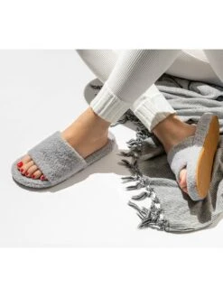 Hausschuhe "Pool Teddy 2" In Grau -Modebe Kleidungs Geschäft flip flop hausschuhe pool teddy 2 in grau 4