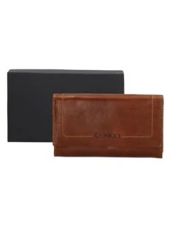 Leder-Geldbörse "Victoria" In Camel - (B)18 X (H)10 X (T)3,5 Cm