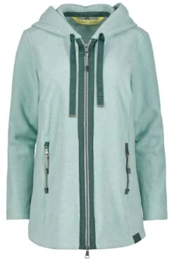 Long-Fleecejacke Kapuze Langarm Seitliche Saum Zipper In Grün 7 Long-Fleecejacke Kapuze Langarm Seitliche Saum Zipper In Grün -Modebe Kleidungs Geschäft gina laura long fleecejacke kapuze langarm seitliche saum zipper in grun 2