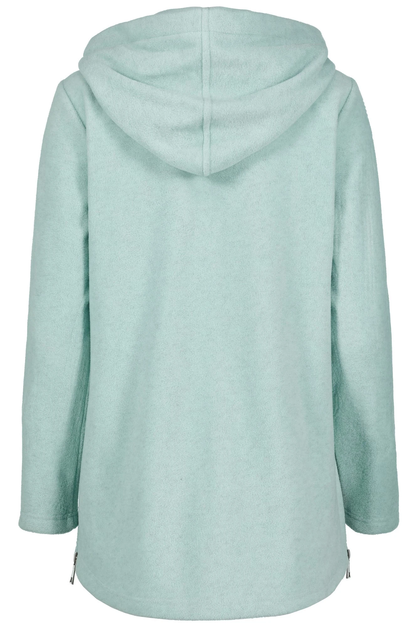Long-Fleecejacke Kapuze Langarm Seitliche Saum Zipper In Grün 4 Long-Fleecejacke Kapuze Langarm Seitliche Saum Zipper In Grün – Bild 4