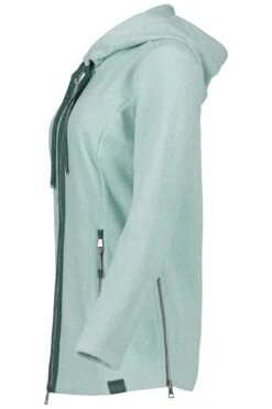Long-Fleecejacke Kapuze Langarm Seitliche Saum Zipper In Grün 9 Long-Fleecejacke Kapuze Langarm Seitliche Saum Zipper In Grün -Modebe Kleidungs Geschäft gina laura long fleecejacke kapuze langarm seitliche saum zipper in grun 4