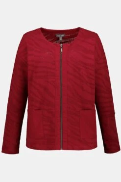 Sweatjacke Netzware Ärmelriegel Rundhalsausschnitt In Braun -Modebe Kleidungs Geschäft gina laura sweatjacke netzware armelriegel rundhalsausschnitt in braun 2