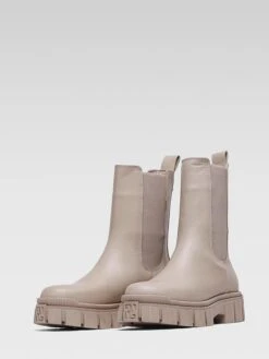 Leder-Chelsea-Boots In Beige