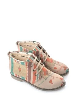 Schnürschuhe In Beige/ Bunt