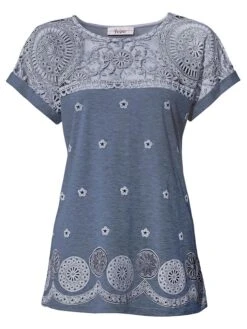 Heine Shirt In Weiß/ Graublau