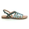 Kickers Leder-Sandalen "Etnonyme" In Dunkelgrün/ Hellblau