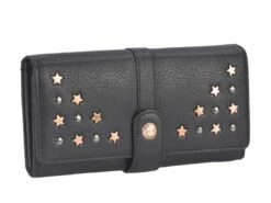 Geldbörse Leder Far Out 19x9cm In Schwarz