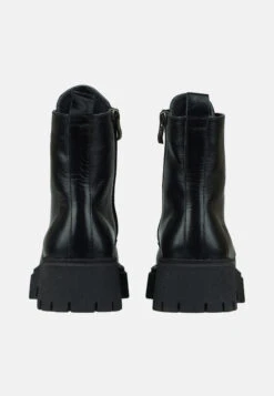 Schnürboots Mit Reißverschluss In BLACK -Modebe Kleidungs Geschäft leomoda schnurboots mit reissverschluss in black 2