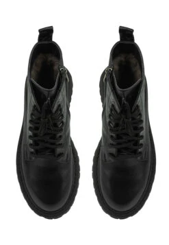 Schnürboots Mit Reißverschluss In BLACK -Modebe Kleidungs Geschäft leomoda schnurboots mit reissverschluss in black 3