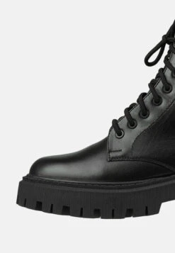 Schnürboots Mit Reißverschluss In BLACK -Modebe Kleidungs Geschäft leomoda schnurboots mit reissverschluss in black 4