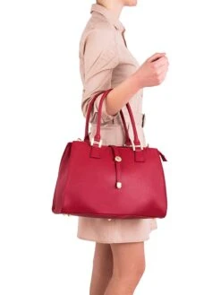 Leder-Henkeltasche "Crati" In Rot - (B)35 X (H)25 X (T)11 Cm -Modebe Kleidungs Geschäft lia biassoni leder henkeltasche crati in rot b 35 x h 25 x t 11 cm 5