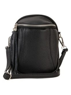 Leder-Umhängetasche In Schwarz - (B)15 X (H)20 X (T)4 Cm -Modebe Kleidungs Geschäft lia biassoni leder umhangetasche in schwarz b 15 x h 20 x t 4 cm 1