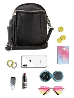 Leder-Umhängetasche In Schwarz - (B)15 X (H)20 X (T)4 Cm -Modebe Kleidungs Geschäft lia biassoni leder umhangetasche in schwarz b 15 x h 20 x t 4 cm 3