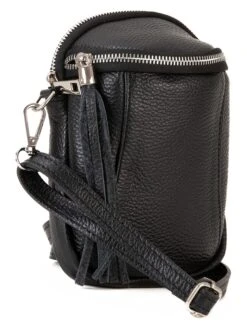 Leder-Umhängetasche In Schwarz - (B)15 X (H)20 X (T)4 Cm -Modebe Kleidungs Geschäft lia biassoni leder umhangetasche in schwarz b 15 x h 20 x t 4 cm 4