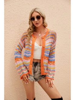 Modebe Kleidungs Geschäft 9 Cardigan In Orange/ Bunt