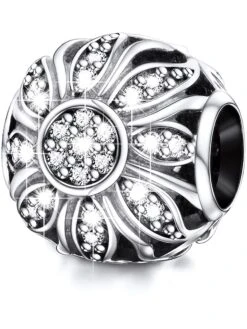 Silber-Bead "Flower" Mit Edelsteinen