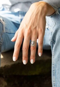 925er Silber - Ringe Mit Mondstein -Modebe Kleidungs Geschäft mantraroma 925er silber ringe mit mondstein 3