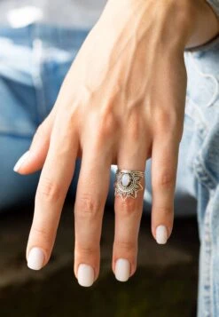 925er Silber - Ringe Mit Mondstein -Modebe Kleidungs Geschäft mantraroma 925er silber ringe mit mondstein 4