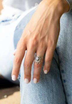 925er Silber - Ringe Mit Mondstein -Modebe Kleidungs Geschäft mantraroma 925er silber ringe mit mondstein 5