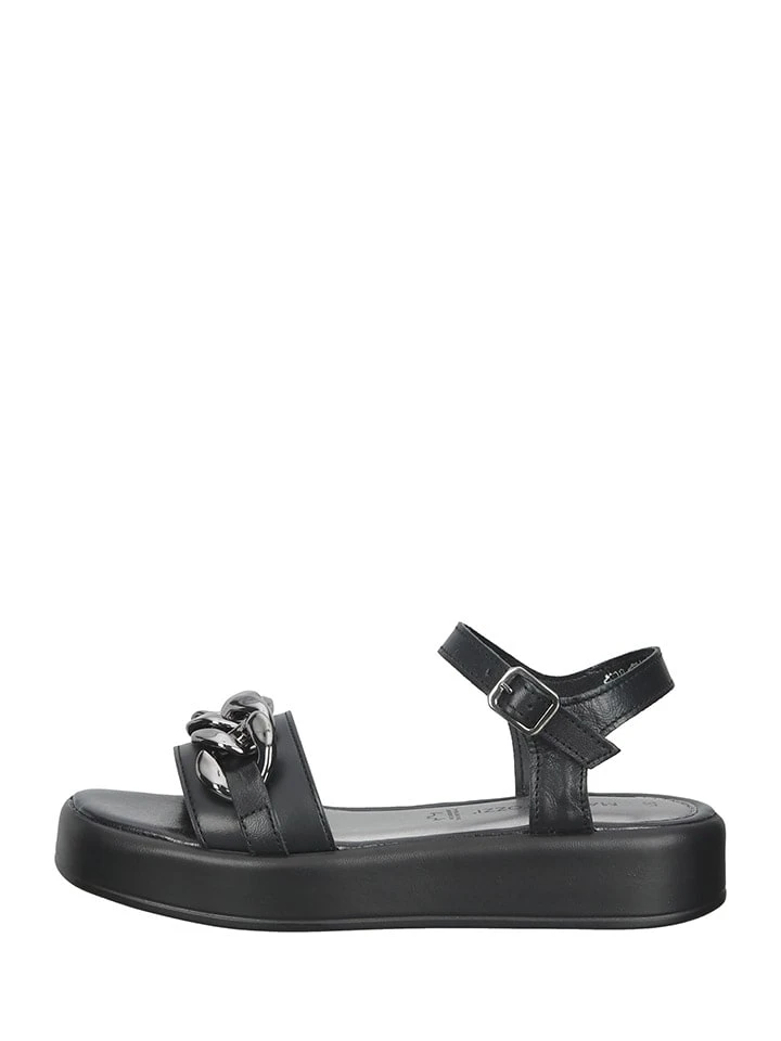 Marco Tozzi Leder-Sandalen In Sliber/ Schwarz 2 Marco Tozzi Leder-Sandalen In Sliber/ Schwarz – Bild 2