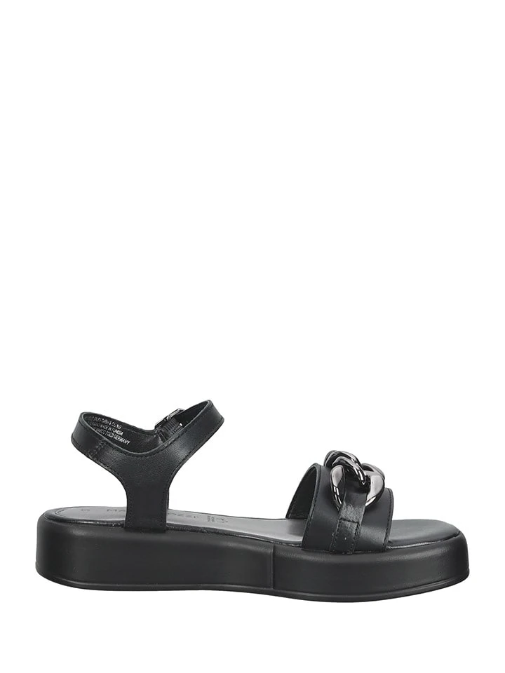 Marco Tozzi Leder-Sandalen In Sliber/ Schwarz 3 Marco Tozzi Leder-Sandalen In Sliber/ Schwarz – Bild 3