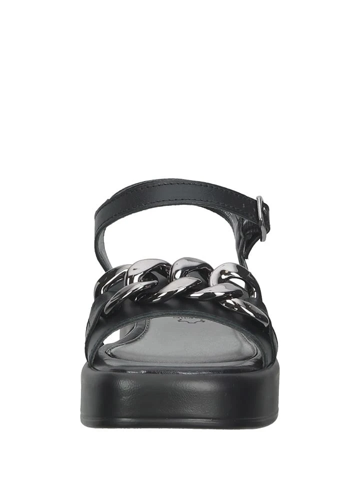 Marco Tozzi Leder-Sandalen In Sliber/ Schwarz 4 Marco Tozzi Leder-Sandalen In Sliber/ Schwarz – Bild 4