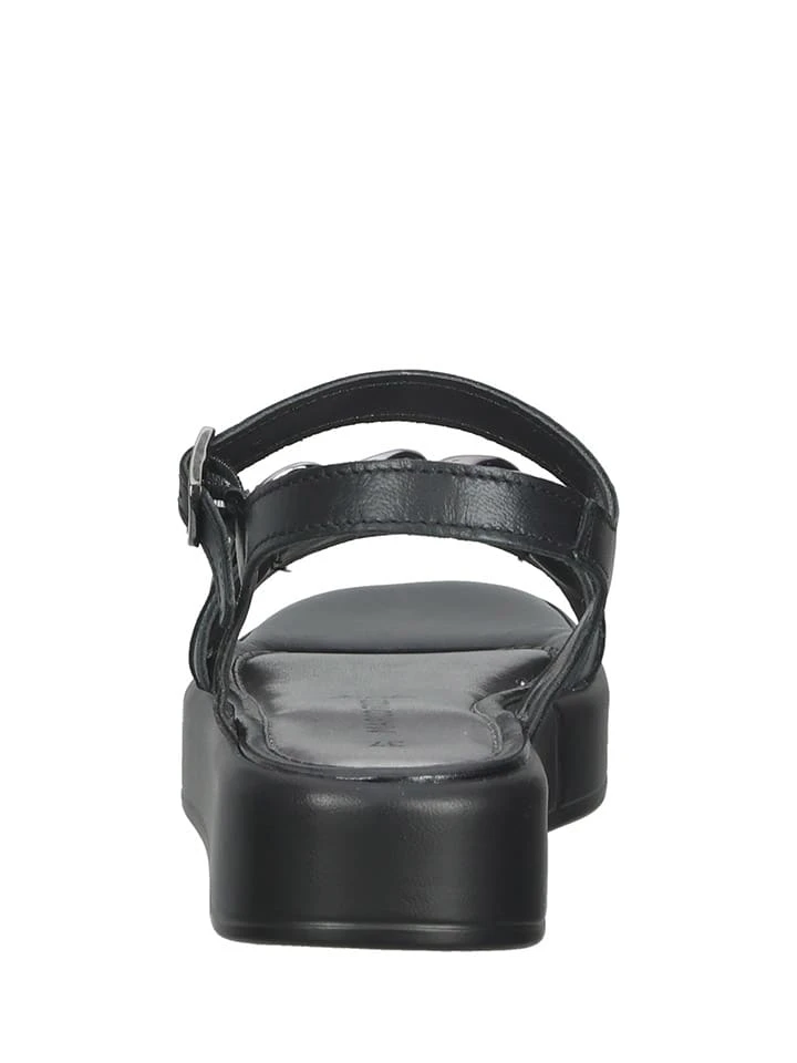 Marco Tozzi Leder-Sandalen In Sliber/ Schwarz 5 Marco Tozzi Leder-Sandalen In Sliber/ Schwarz – Bild 5