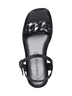 Marco Tozzi Leder-Sandalen In Sliber/ Schwarz 12 Marco Tozzi Leder-Sandalen In Sliber/ Schwarz -Modebe Kleidungs Geschäft marco tozzi leder sandalen in sliber schwarz 5