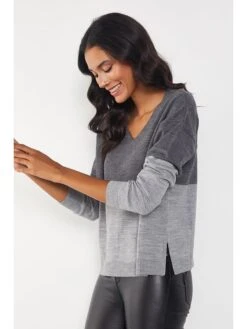 Pullover In Grau/ Antrazit -Modebe Kleidungs Geschäft milan kiss pullover in grau antrazit 2