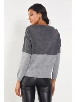 Pullover In Grau/ Antrazit -Modebe Kleidungs Geschäft milan kiss pullover in grau antrazit 3