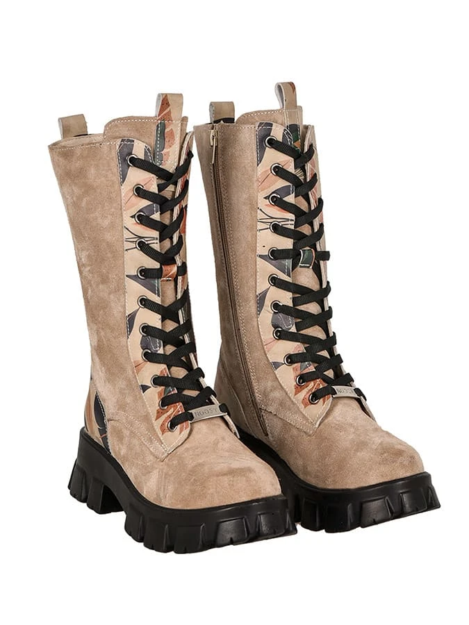 Leder-Boots In Beige/ Bunt 2 Leder-Boots In Beige/ Bunt – Bild 2