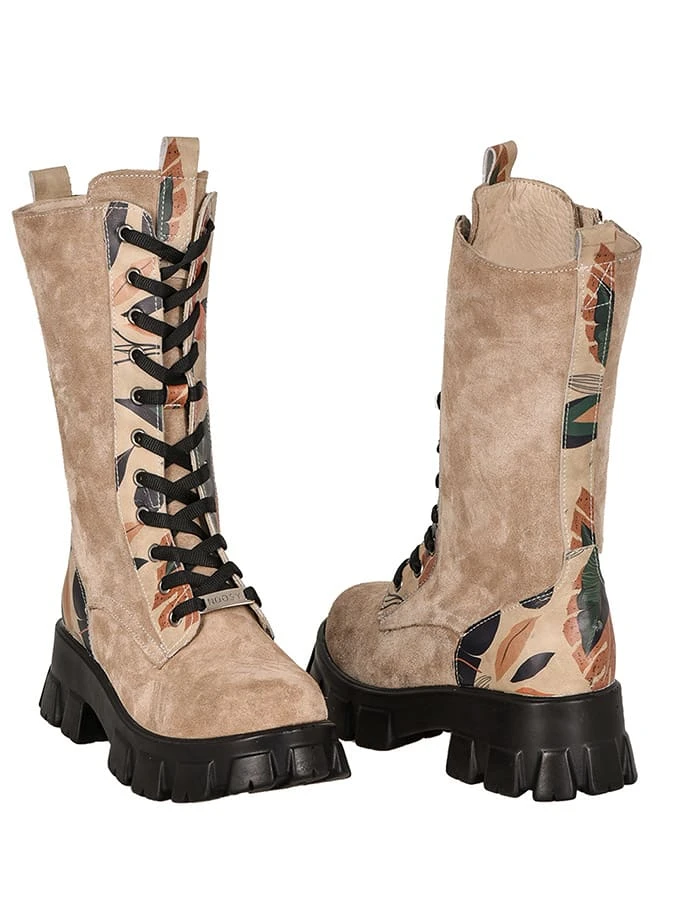 Leder-Boots In Beige/ Bunt 4 Leder-Boots In Beige/ Bunt – Bild 4