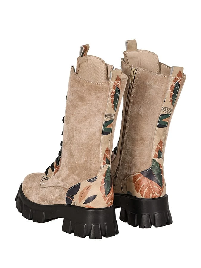 Leder-Boots In Beige/ Bunt 5 Leder-Boots In Beige/ Bunt – Bild 5