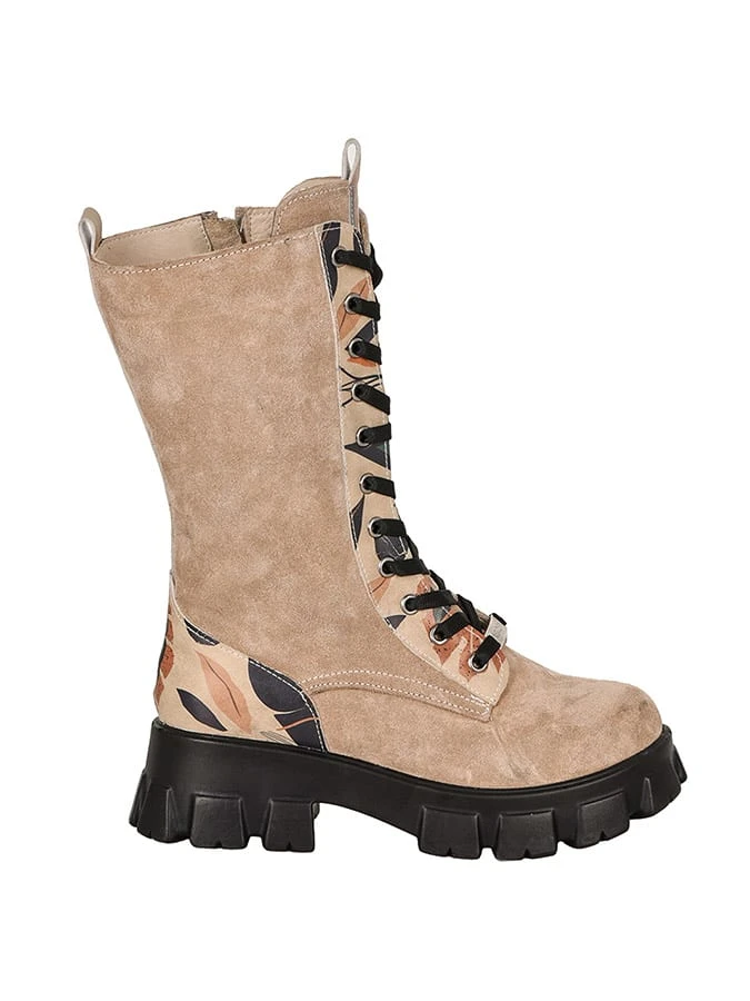 Leder-Boots In Beige/ Bunt 1 Leder-Boots In Beige/ Bunt
