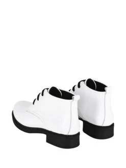 Leder-Schnürschuhe In Weiß/ Schwarz -Modebe Kleidungs Geschäft noosy leder schnurschuhe in weiss schwarz 2