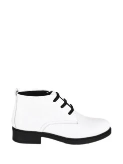 Leder-Schnürschuhe In Weiß/ Schwarz