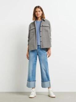 OPUS Hemdjacke "Jusina" In Schwarz/ Creme -Modebe Kleidungs Geschäft opus hemdjacke jusina in schwarz creme 4